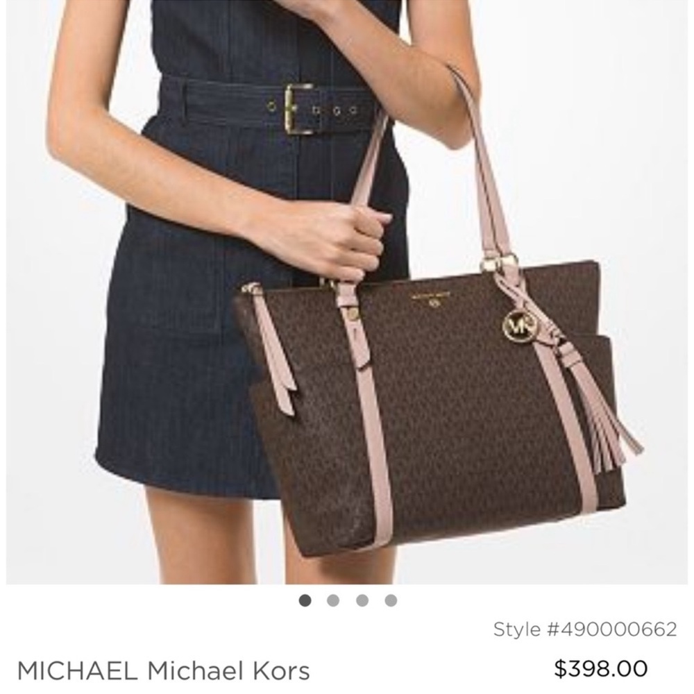 ISO…….Michael Kors Brown and Pink Signature Tote